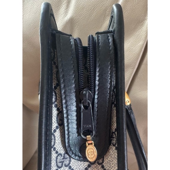 Rare Authentic Vintage Gucci Ophidia Web Monogram Canvas Black Leather Tote Bag - Picture 10 of 12